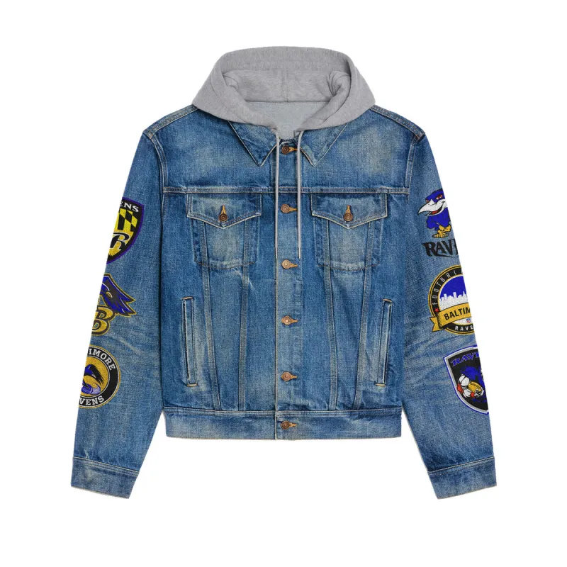 Baltimore Ravens Hooded Denim Jacket 3