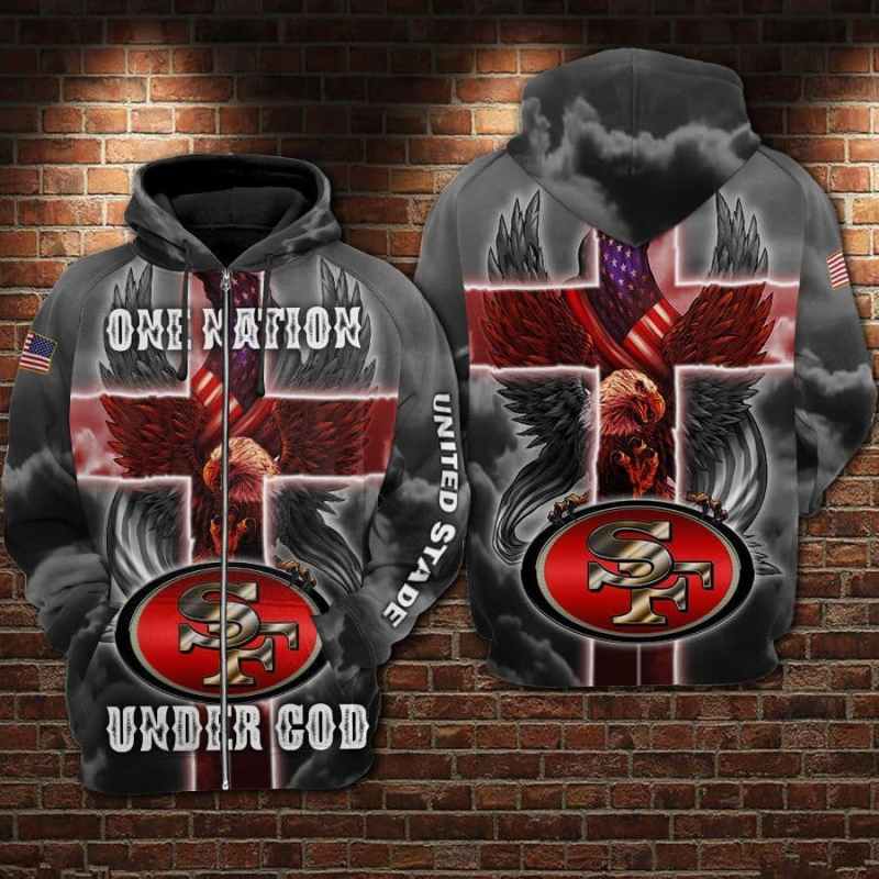 San Francisco 49ers One Nation Under God Hoodie Back