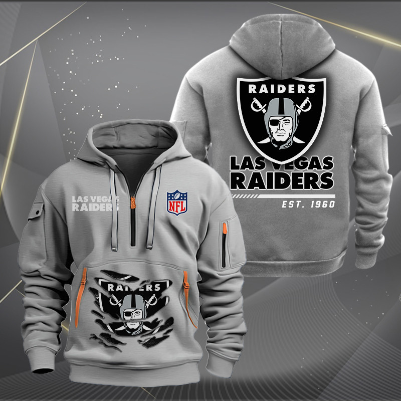 Las Vegas Raiders Personalized Quarter Zip Hoodie - Front View