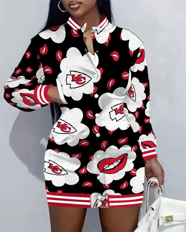 Kansas City Chiefs Women Button Down Jacket Dress