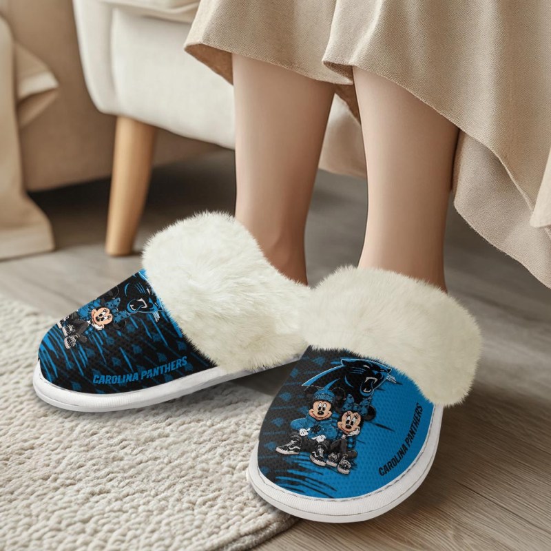Stylish Carolina Panthers Fuzzy Slippers