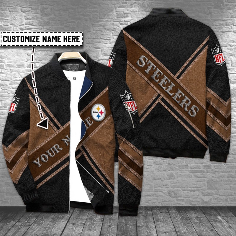 Pittsburgh Steelers Personalized Bomber Jacket Front