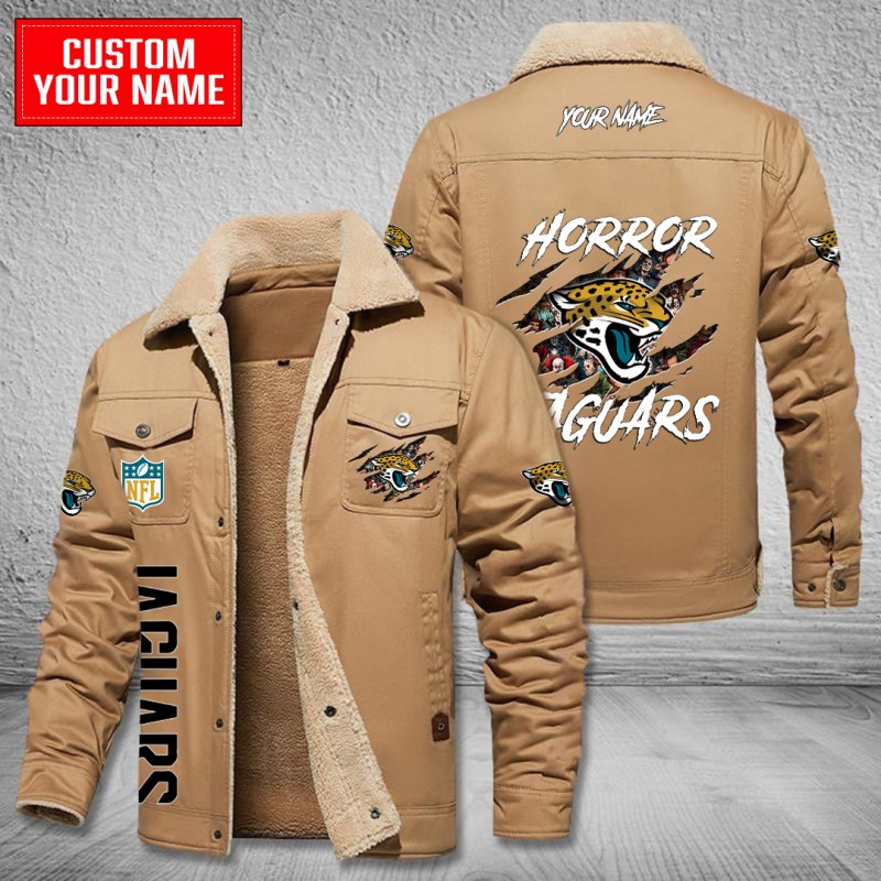 Jacksonville Jaguars Winter Fleece Bomber Jacket Coffee