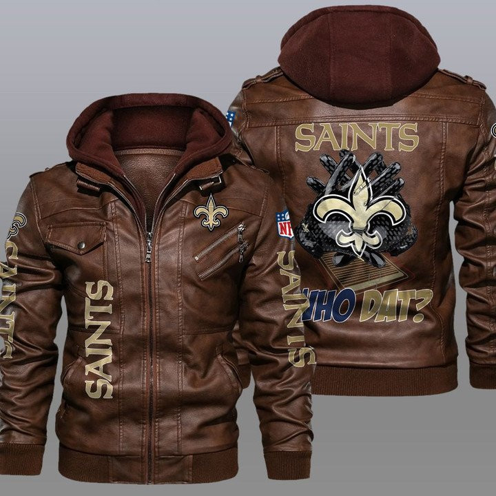 New Orleans Saints Leather Jacket 23 - Back View