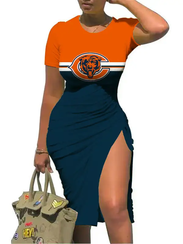 Chicago Bears Slit Bodycon Dress