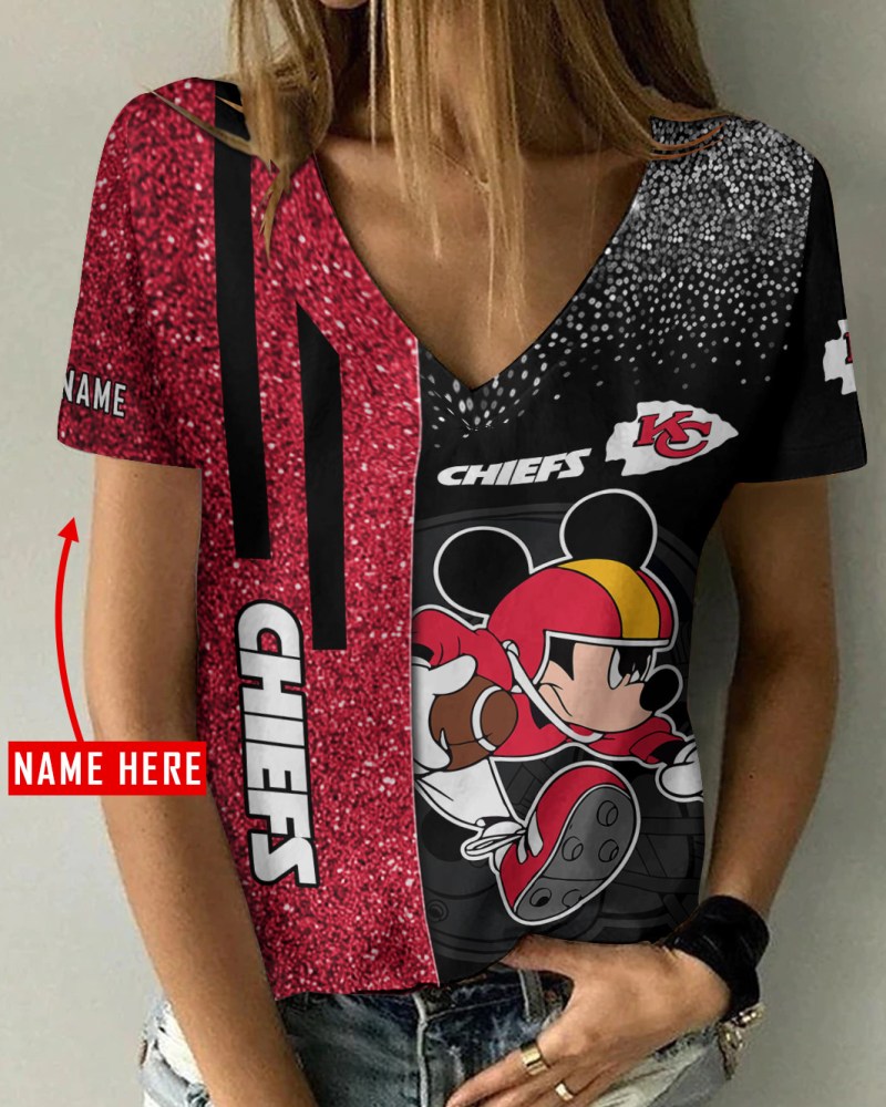 Kansas City Chiefs Personalized Summer V-neck T-shirt