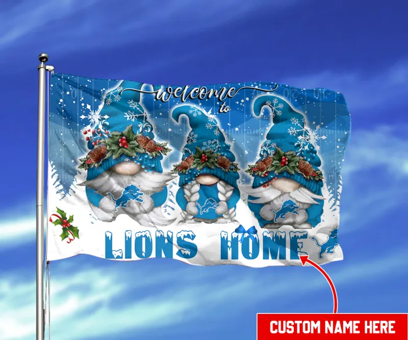 Detroit Lions Christmas Personalized Flag