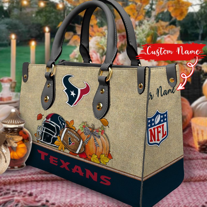 Houston Texans Personalized Leather Hand Bag