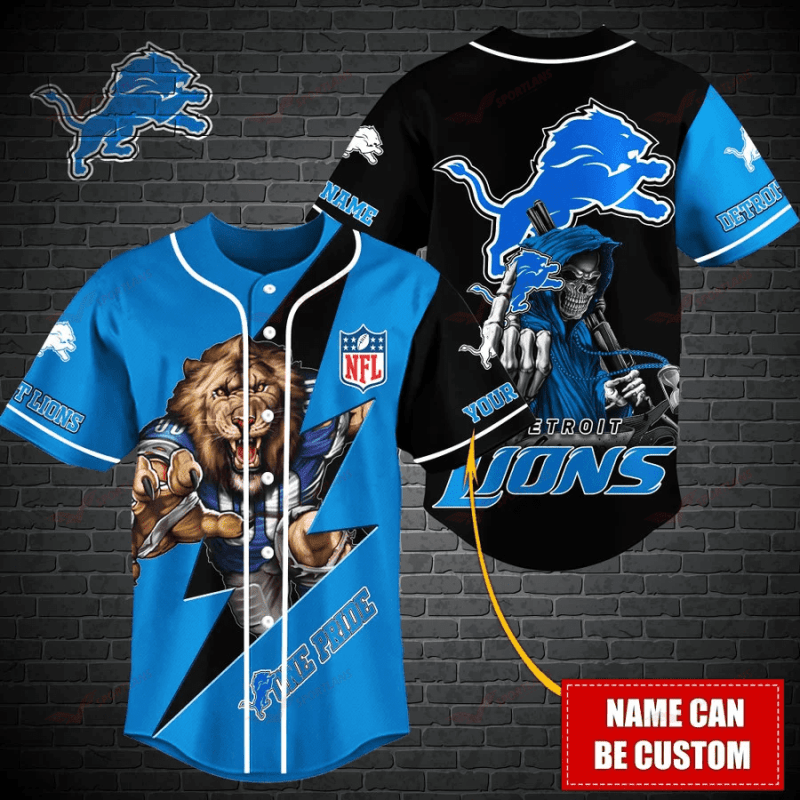 Detroit Lions Personalized Baseball Jersey