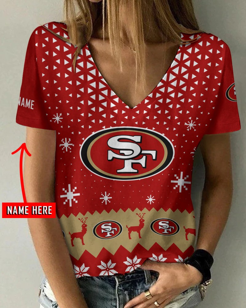 San Francisco 49ers Personalized V-neck Women T-shirt
