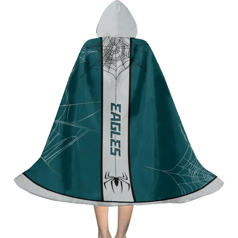 Philadelphia Eagles Cowebs Pattern Halloween Cloak Side View