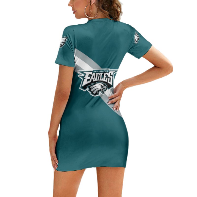 Philadelphia Eagles Sleeve Bodycon Mini Dress - Back View