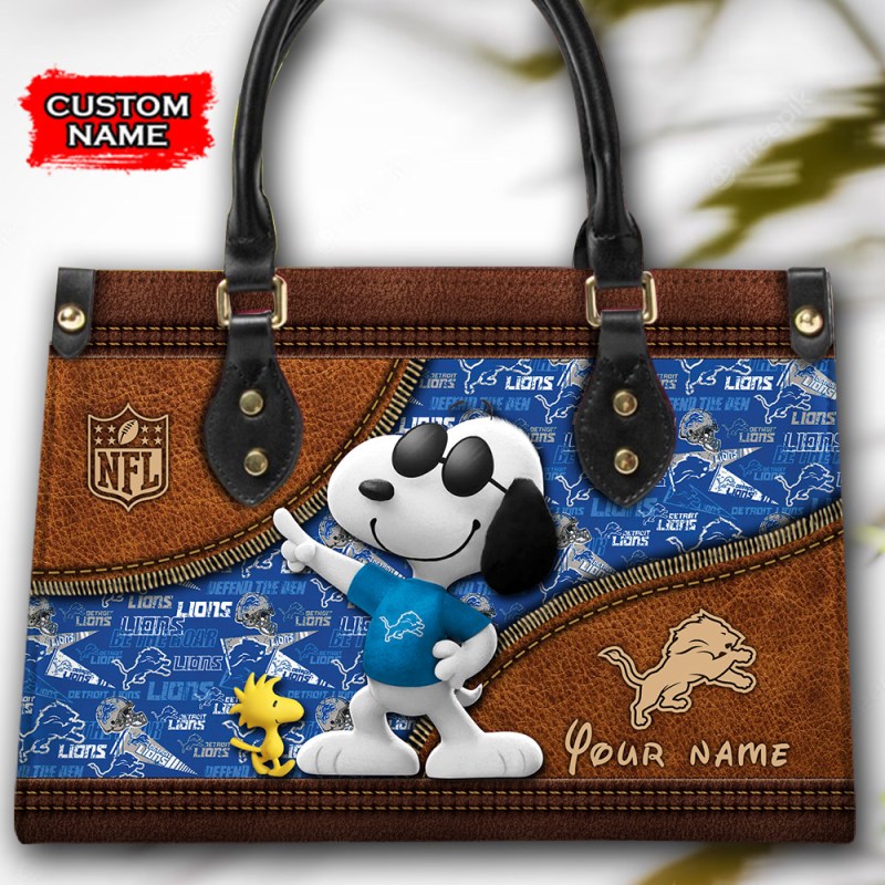 Detroit Lions Personalized Leather Hand Bag - Image 2