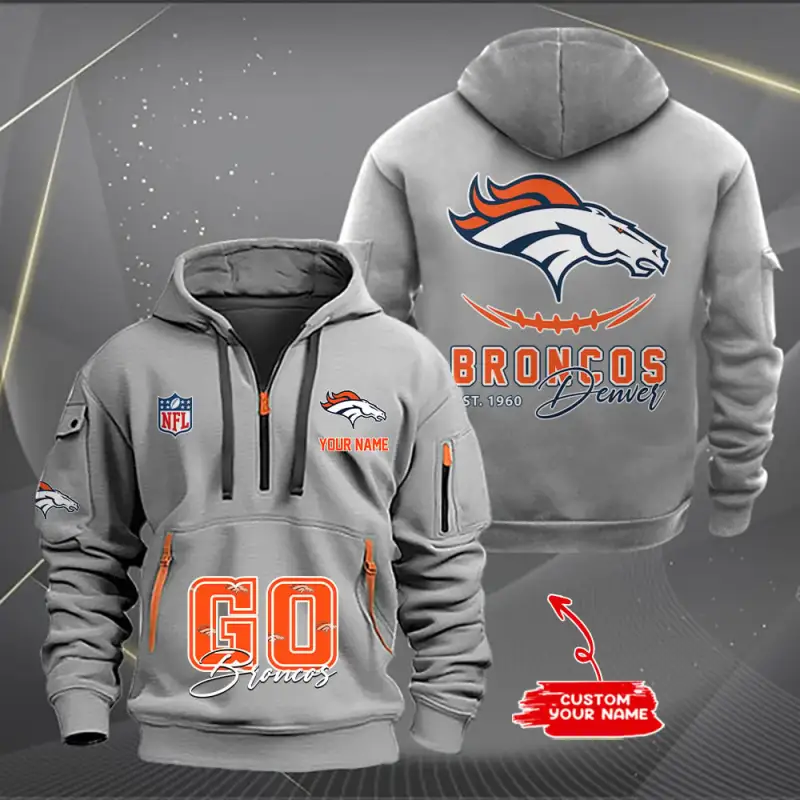 Denver Broncos Quarter Zip Hoodie