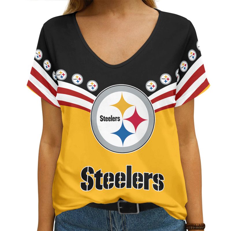 Pittsburgh Steelers V-neck T-shirt Image 1
