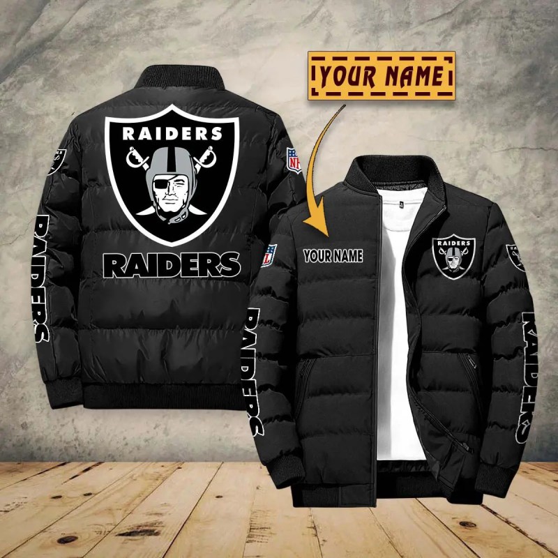 Las Vegas Raiders Puffer Jacket - Back View