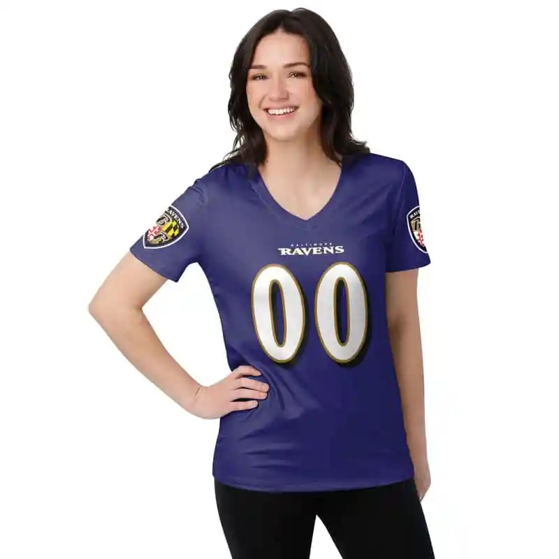 Baltimore Ravens V-neck T-shirt Size Chart
