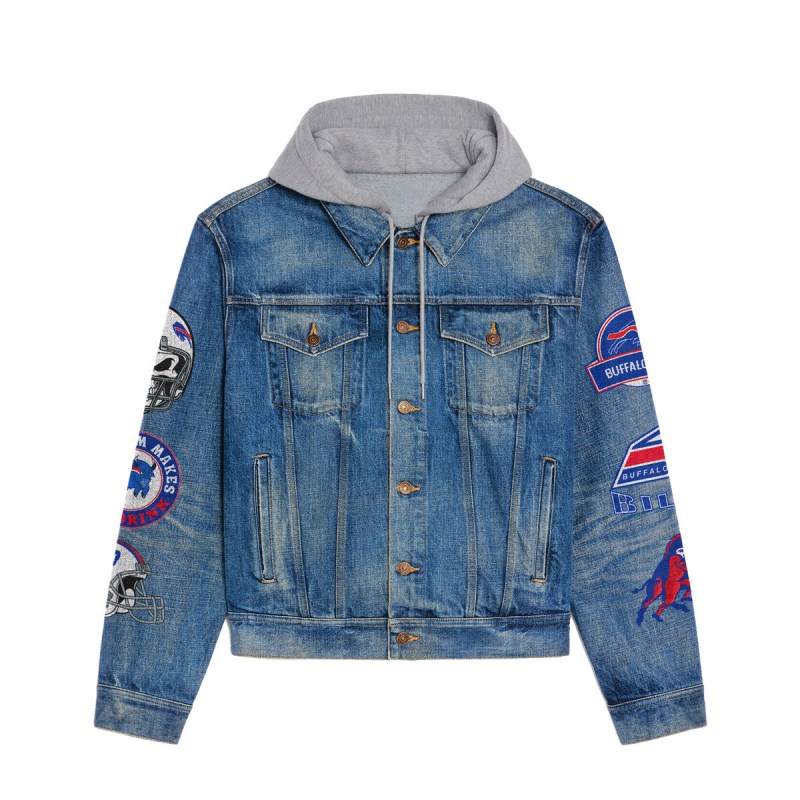 Buffalo Bills Premium Hooded Denim Jacket Back Design
