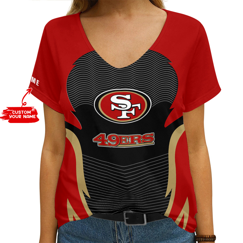 San Francisco 49ers Personalized V-neck Women T-shirt