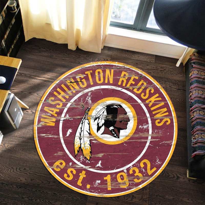 Washington Redskins Round Rug 173 - Side View