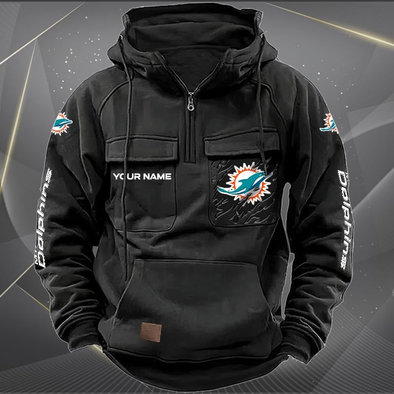 Miami Dolphins Personalized Zip Hoodie