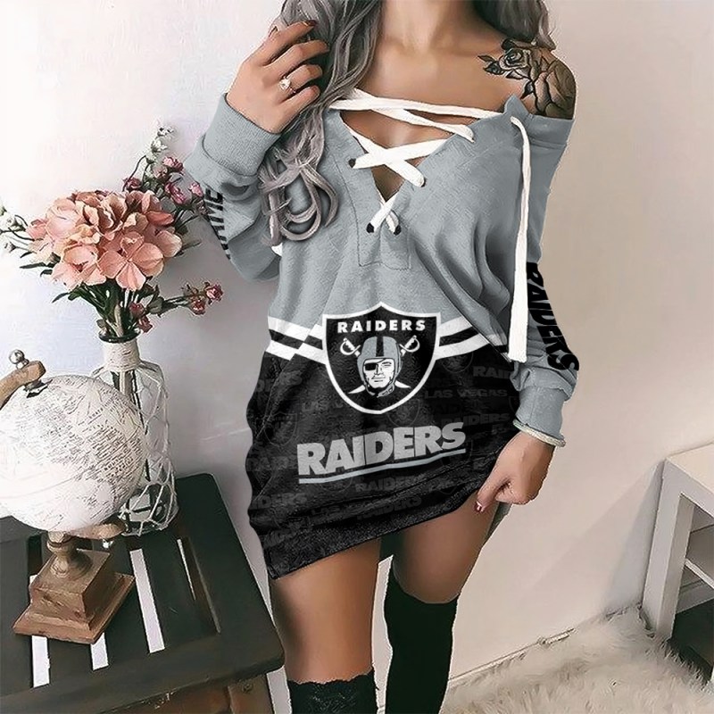 Las Vegas Raiders Personalized Lace-Up Sweatshirt Back View