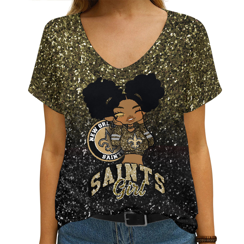 New Orleans Saints V-neck Women T-shirt Front View