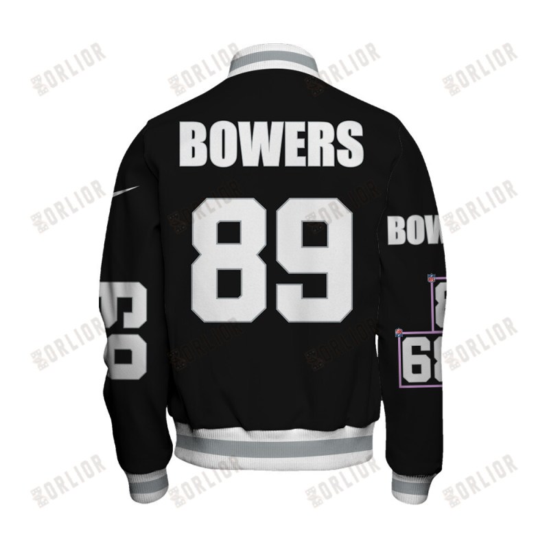 Close-up of Las Vegas Raiders Varsity Jacket
