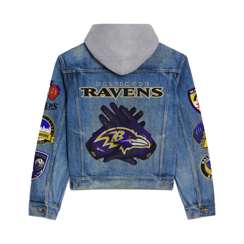 Baltimore Ravens Hooded Denim Jacket 2