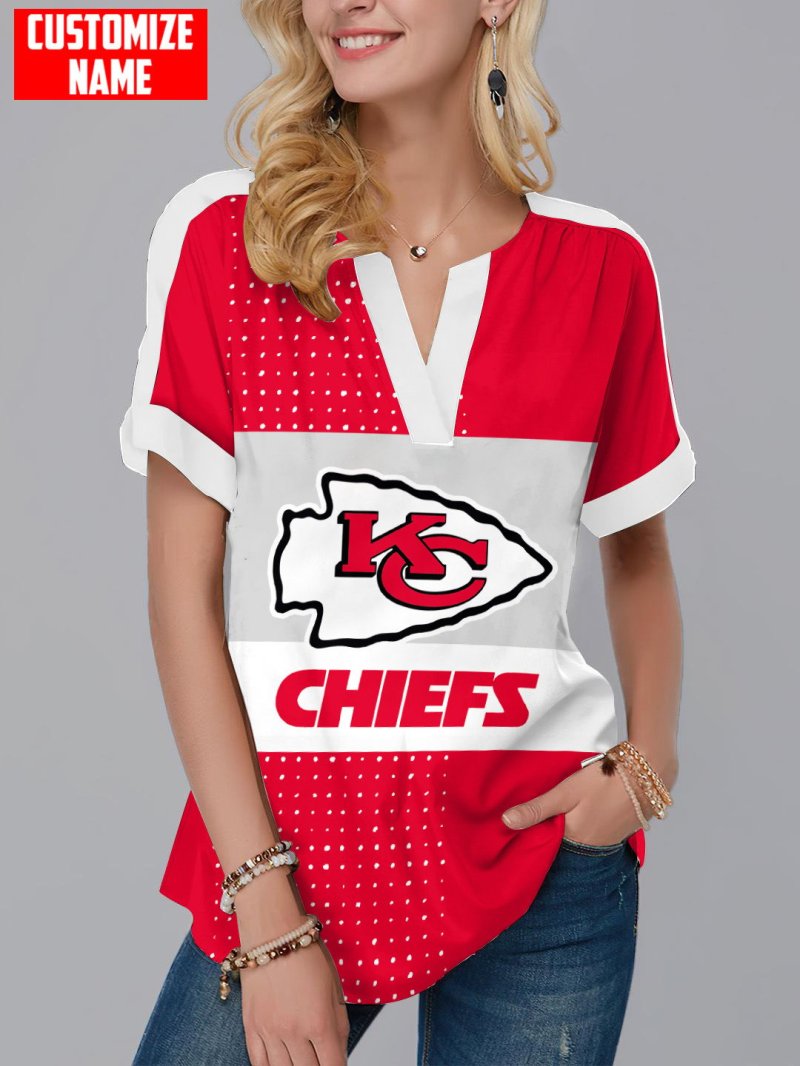 Kansas City Chiefs Personalized Fashion Short Sleeve V-Neck Shirt