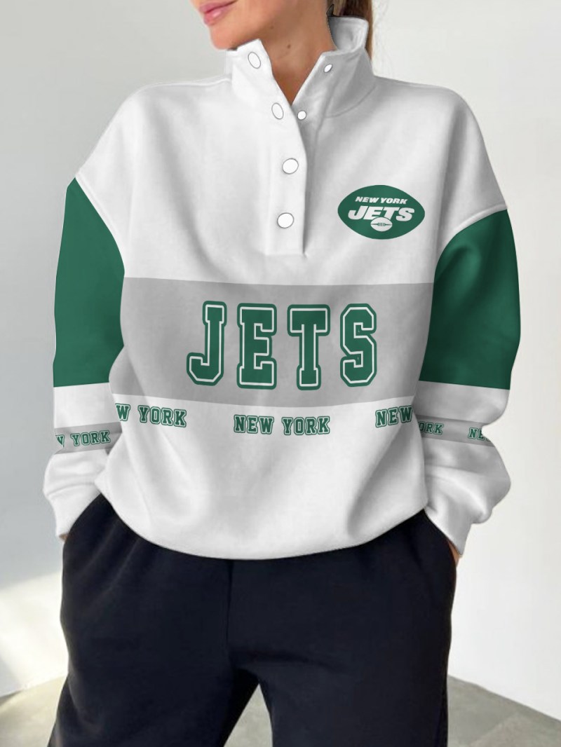 New York Jets Casual Colorful Stand Collar Sweatshirt