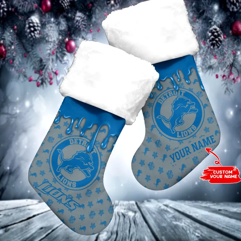 Detroit Lions Christmas Socks Design