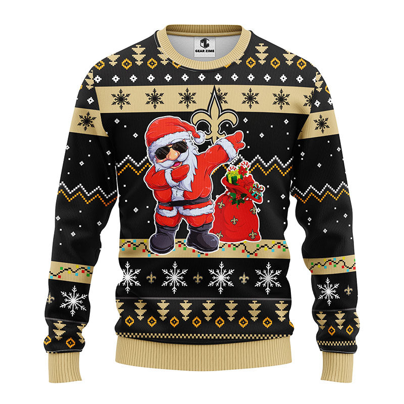 New Orleans Saints Dabbing Santa Claus Ugly Christmas Sweater
