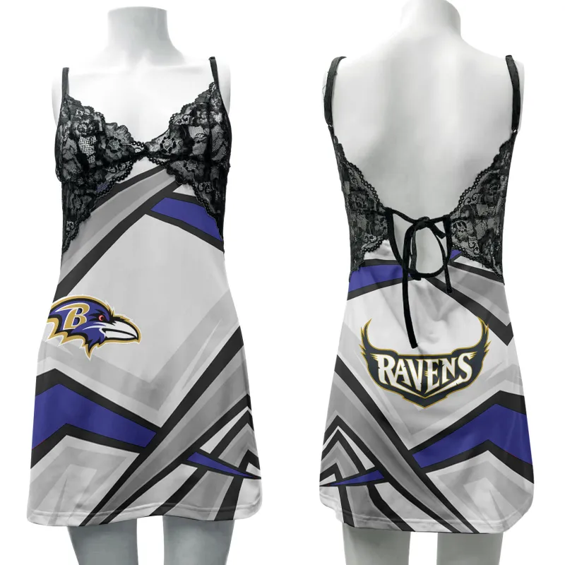 Baltimore Ravens Lace Back Strap Slip Dress