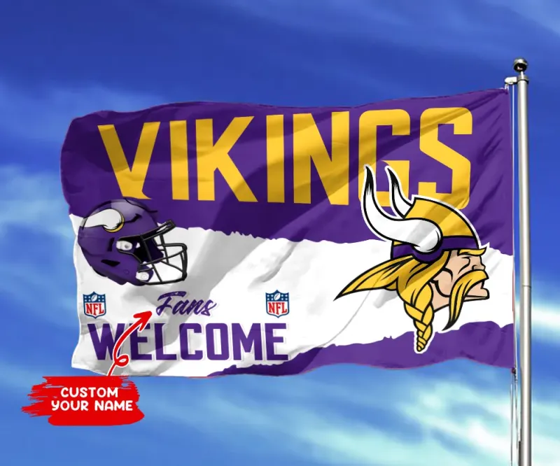 Minnesota Vikings Personalized Flag Back View