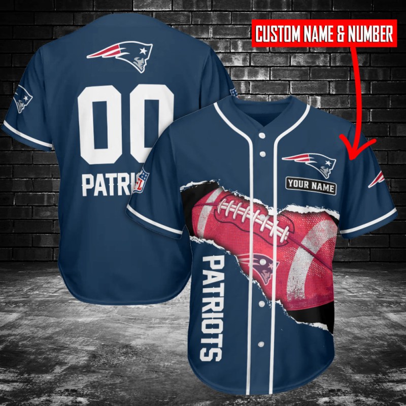 New England Patriots Personalized Baseball Jersey
