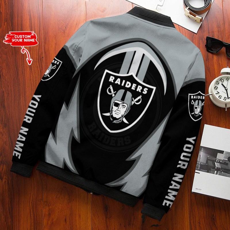 Las Vegas Raiders Personalized Bomber Jacket Detail View
