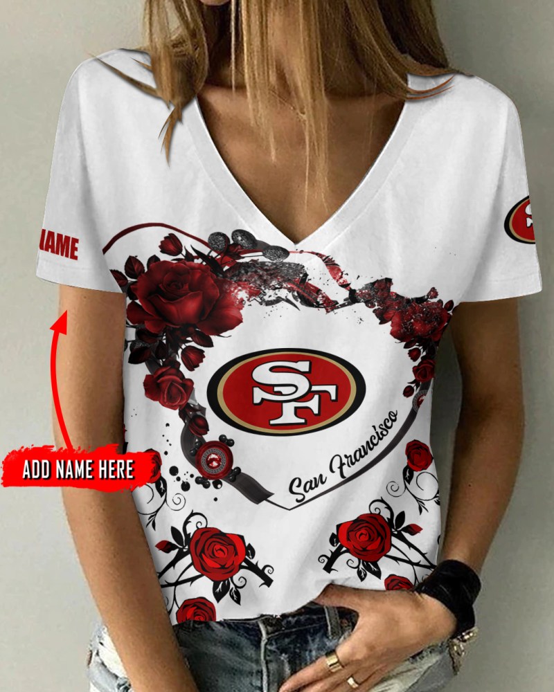 San Francisco 49ers Personalized V-neck Women T-shirt