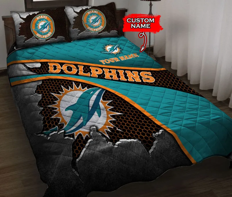 Miami Dolphins Personalized Quilt Set
