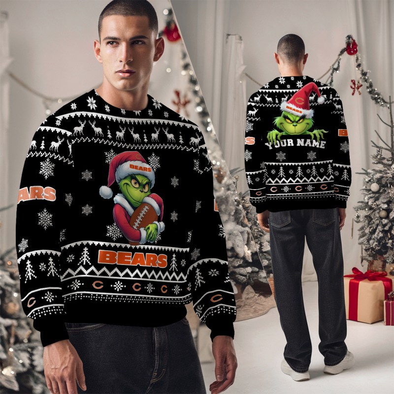 Chicago Bears Ugly Christmas Sweater Studio View