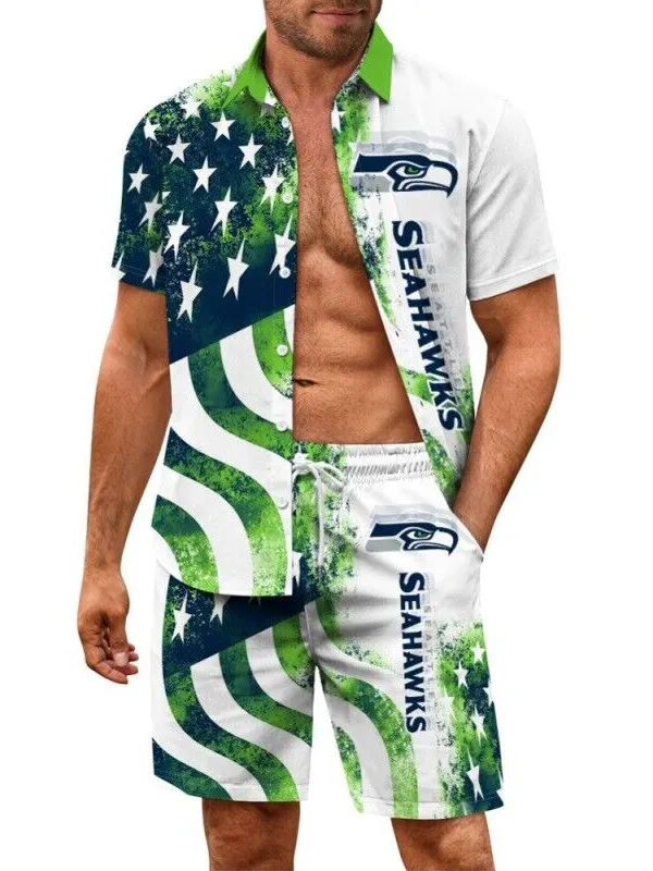 Seattle Seahawks Hawaiian Shirt and Shorts Combo