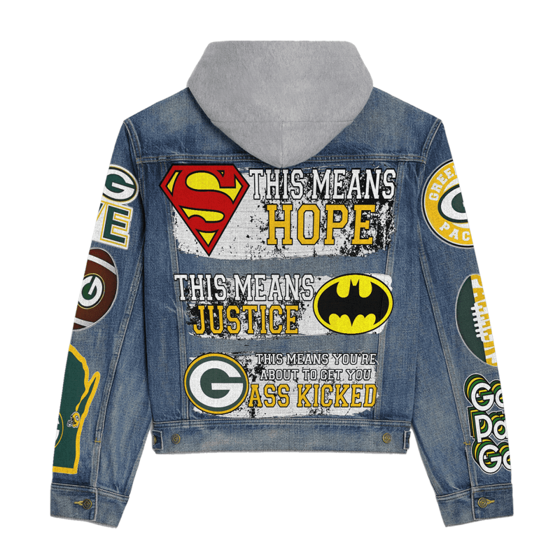 Green Bay Packers Hooded Denim Jacket - Pocket View