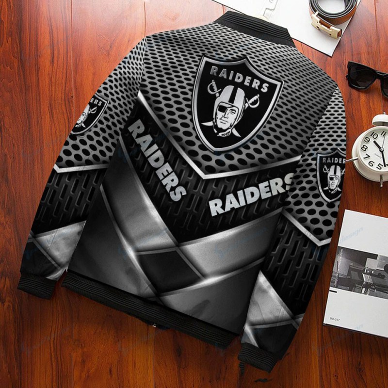 Las Vegas Raiders Personalized Bomber Jacket Back View