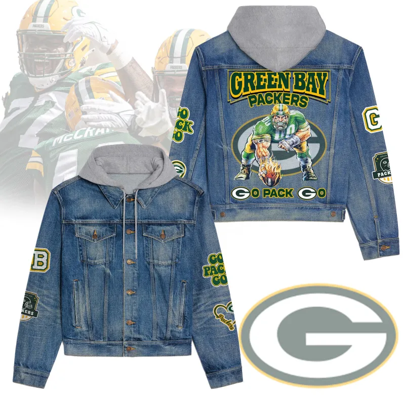 Green Bay Packers Premium Hooded Denim Jacket