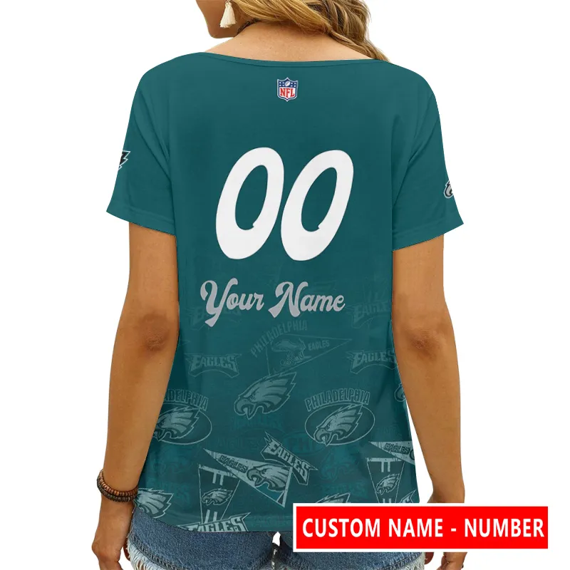 Philadelphia Eagles V-neck T-shirt - Back View