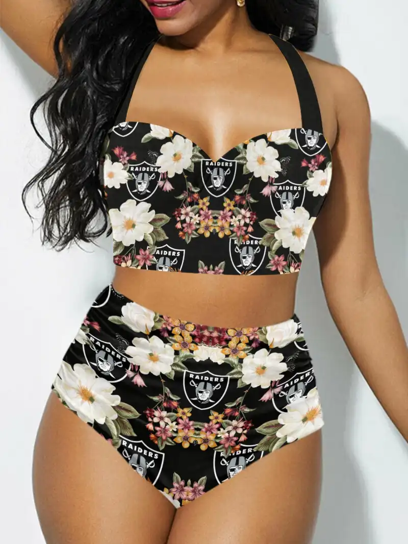 Las Vegas Raiders Sexy Print Bikini Swimsuit