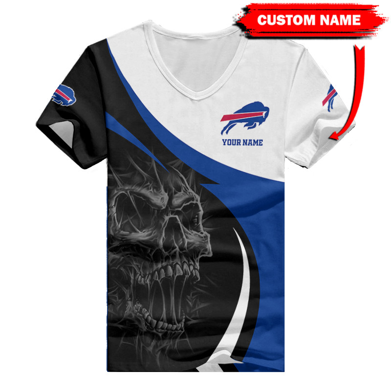 Buffalo Bills Personalized V-neck Women T-shirt - View 2