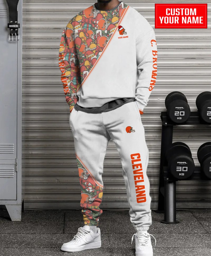 Cleveland Browns Christmas Pattern Unisex Combo Sweatshirt And Sweatpants