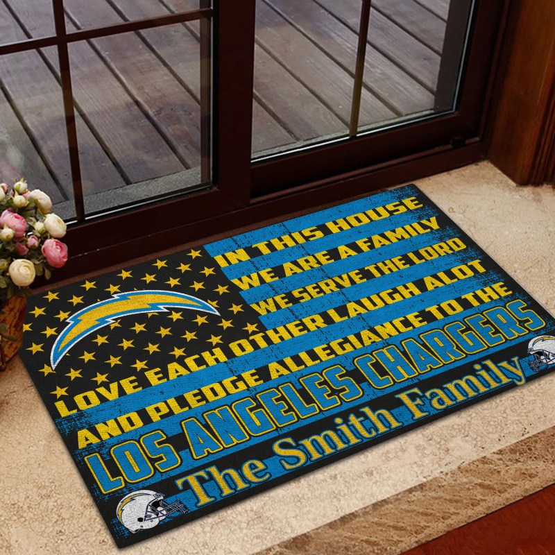 Los Angeles Chargers Personalized Doormat