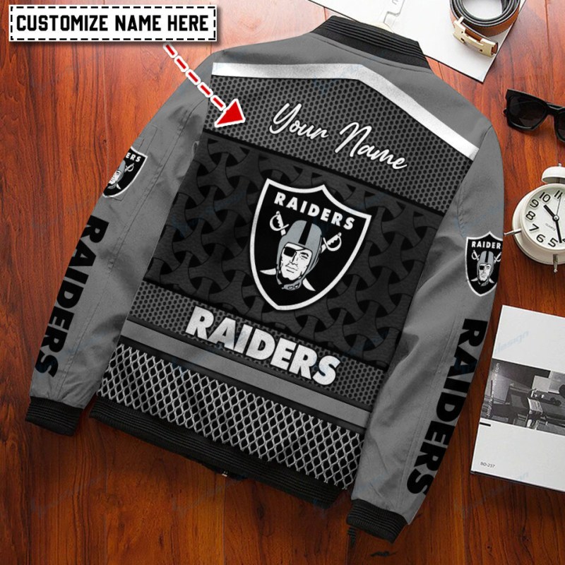 Las Vegas Raiders Personalized Bomber Jacket - Profile View